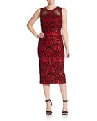 Eci Printed Midi Sheath Dress - Lyst