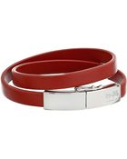 Coach Leather Double Wrap Plaque Bracelet - Lyst