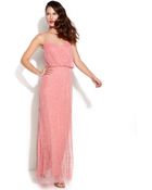 Adrianna Papell Spaghetti-strap Beaded Blouson Gown - Lyst