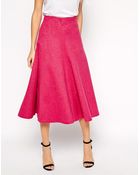 Asos Premium Full A-Line Midi Skirt - Lyst