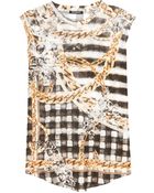 Balmain Printed Linenjersey Tshirt - Lyst