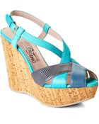 Ferragamo Turquoise Glenna Platform Sandals - Lyst