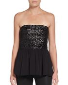 Ella Moss Strapless Sequin Peplum Top - Lyst