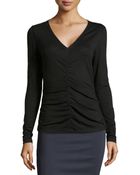 Lafayette 148 New York Center Ruched Long-Sleeve Top - Lyst