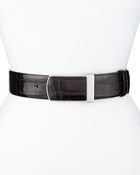Oscar de la Renta Alligator Wide Silver-Buckle Belt - Lyst