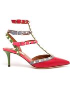 Valentino Rockstud Matte Leather Kitten Heels - Lyst