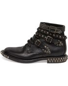Saint Laurent Rangers Studded Ankle Boot Black - Lyst