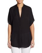 Vince Elbow-Sleeve Silk Tunic - Lyst