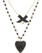 Betsey Johnson Iconic Glitter Heart Two-Row Necklace - Lyst