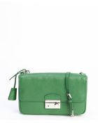 Prada Green Leather Flap Chainlink Shoulder Bag - Lyst