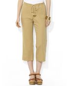 Lauren by Ralph Lauren Petite Cropped Linen Pants - Lyst
