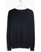Mango V-Neck Sweater - Lyst
