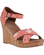 Toms Strappy Wedge Sandal Geo Orange Fabric - Lyst