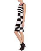 Karen Millen Contrast Stripe Knit Dress - Lyst