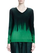 Stella McCartney Long-Sleeve V-Neck Dip-Dye Sweater - Lyst