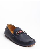 Gucci Ocean Blue Leather Horsebit Moc Toe Loafers - Lyst