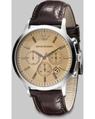 Emporio Armani Leather Chronograph Watch - Lyst
