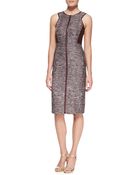 J. Mendel Sleeveless Sheath Dress With Leather Panels - Lyst