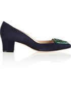Oscar de la Renta Riley Embellished Suede Pumps - Lyst