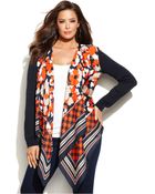 Michael Kors Michael Plus Size Scarf-Print Draped Cardigan - Lyst