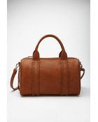 Forever 21 Stitched Faux Leather Satchel - Lyst