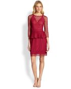 Marchesa Voyage Patchwork Peplum Dress - Lyst
