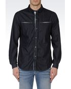 Armani Jeans Shirt in Dark Wash Denim - Lyst