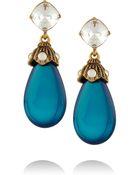 Oscar de la Renta Gold-Plated Crystal Drop Earrings - Lyst