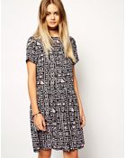 Asos Reclaimed Vintage Mauve Aztex Drop Waist Dress - Lyst