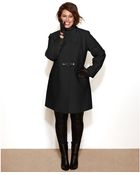 Via Spiga Plus Size Faux-Leather-Trim Walker Coat - Lyst