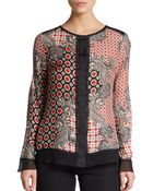 Saks Fifth Avenue Black Label Silk Print Blouse - Lyst