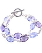 Anne Klein Tworow Silvertone Multigemstone Bracelet - Lyst