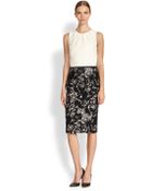 Carolina Herrera Lace-Skirt Dress - Lyst