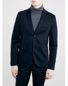 Topman Navy Jersey Skinny Fit Blazer - Lyst