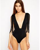 Asos Fringe Plunge Swimsuit - Lyst