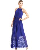 Xscape Pleated Illusionlace Blouson Gown - Lyst