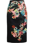 Erdem Floral Print Cotton Pencil Skirt - Lyst