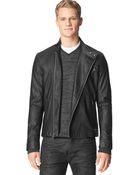 Calvin Klein Jeans Textured Faux Leather Moto Jacket - Lyst