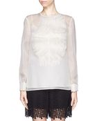 St. John Silk Organza Ruffle Blouse - Lyst