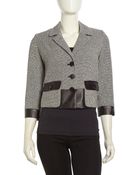 Lafayette 148 New York Tweed-Leather Contrast Jacket - Lyst