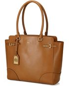 Lauren by Ralph Lauren Leather Zip Tote - Lyst