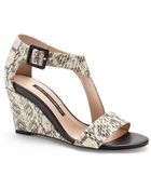 French Connection Black & White Unice Wedge Sandals - Lyst