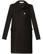 Saint Laurent Raw Wool Pea Coat - Lyst