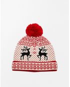 Asos Holidays Fair Isle Reindeer Pom Beanie - Lyst