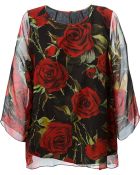 Dolce & Gabbana Rose Print Chiffon Blouse - Lyst