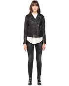 SOIA & KYO Skylar Black Biker Leather Jacket With Shearling Collar - Lyst