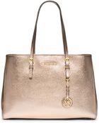 Michael Kors Jet Set Travel Large Metallic Leather Tote - Lyst