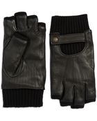 John Varvatos Leather Fingerless Gloves - Lyst