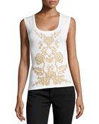 Carolina Herrera Embellished Scoop-Neck Tank - Lyst