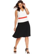 Anne Klein Plus Size Sleeveless Colorblock Dress - Lyst